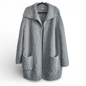 Barefoot Dreams Boucle Wide Shawl Collar Cardigan Gray Size Large